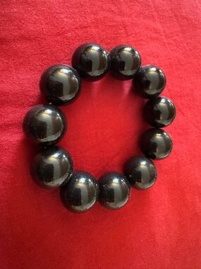 Large Black Beaded Stretch Bracelet